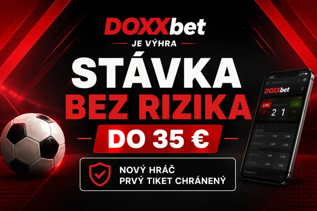 DOXXbet stávka bez rizika 35 €: ako funguje prvý tiket a na čo si dať pozor Ilustračný obrázok k bonusu DOXXbet stávka bez rizika do 35 € pri športovom tipovaní online