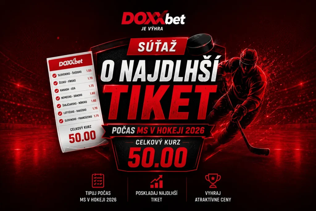 Ilustračný obrázok pre súťaž v DOOXbete o najdlhší tiket počas MS v hokeji 2026